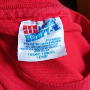 XL Hanes Single Stitch T-shirt Mens Red 100% Cotton 1980's USA Faded Plain